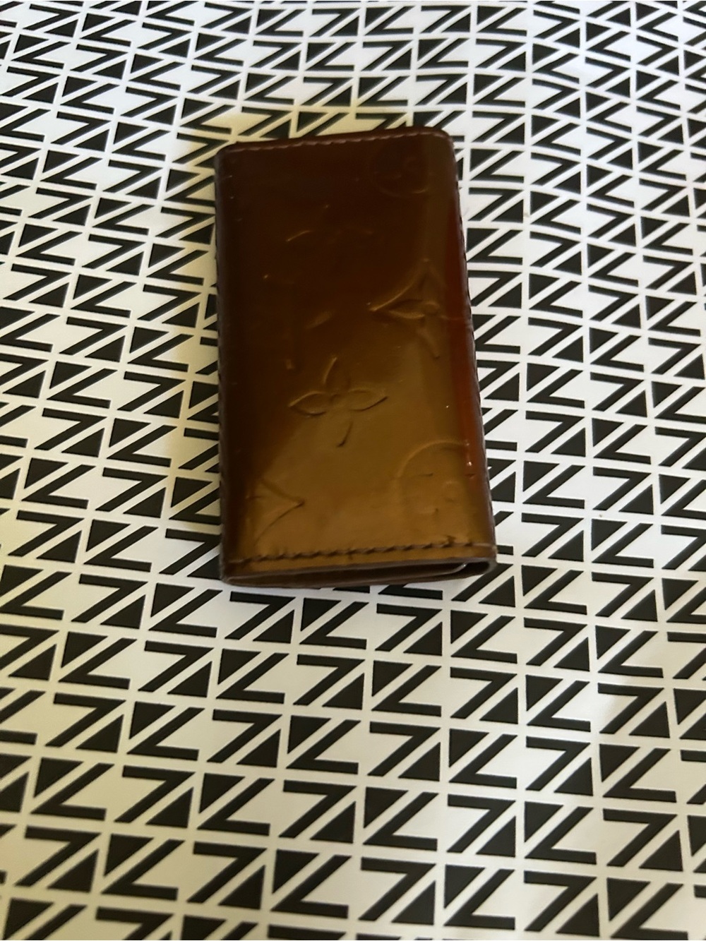 Brown Embossed Leather Key Holder